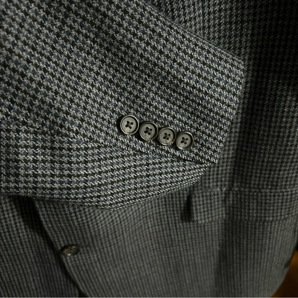 LRL Lauren Ralph Lauren Wool Blazer Mens Gray Navy Houndstooth 2 Buttons 48R